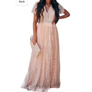 Pink lace dress worn once for photos. CAN be used for maternity